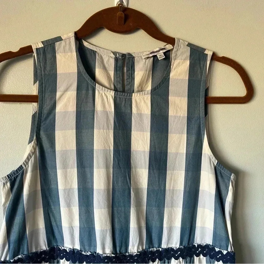 Madewell | Rickrack Cattail Tiered Dress in Gingham  Check - Picture 13 of 14